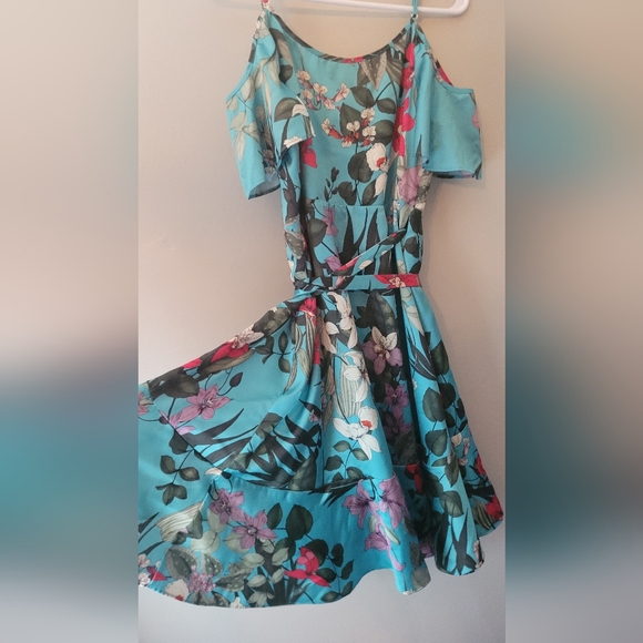 Marciano Los Angeles floral slit tie dress spaghetti strap wrap small - Picture 14 of 16